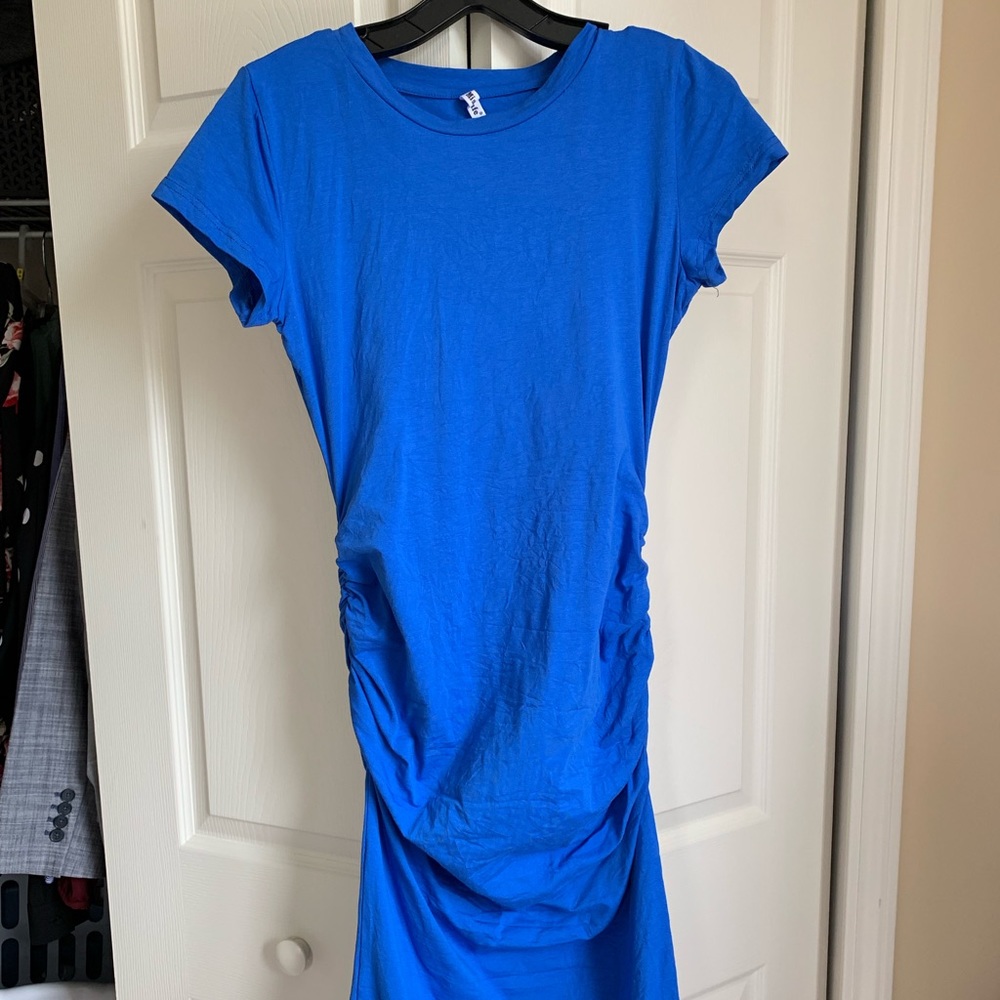T-shirt dress with ruching on sides